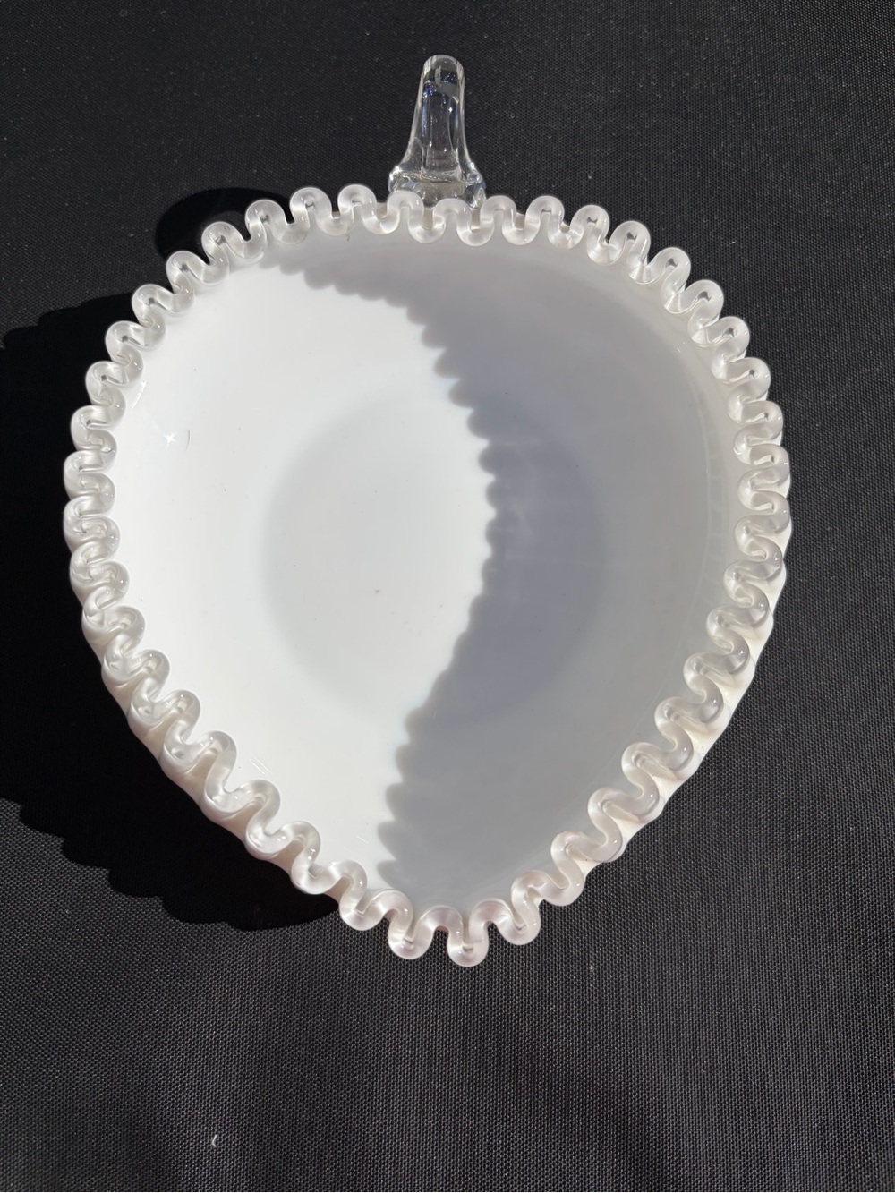 Fenton White Glass Ruffled Edge Decorative Bowl - Home Accents
